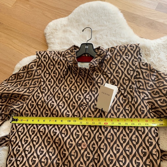 New authentic Gucci jacket Rhombus Belted Trench Coat brown 44  Large sz 8 - Picture 13 of 16